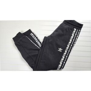 Adidas Women Small Black Track Pants Logo Stripe Size S